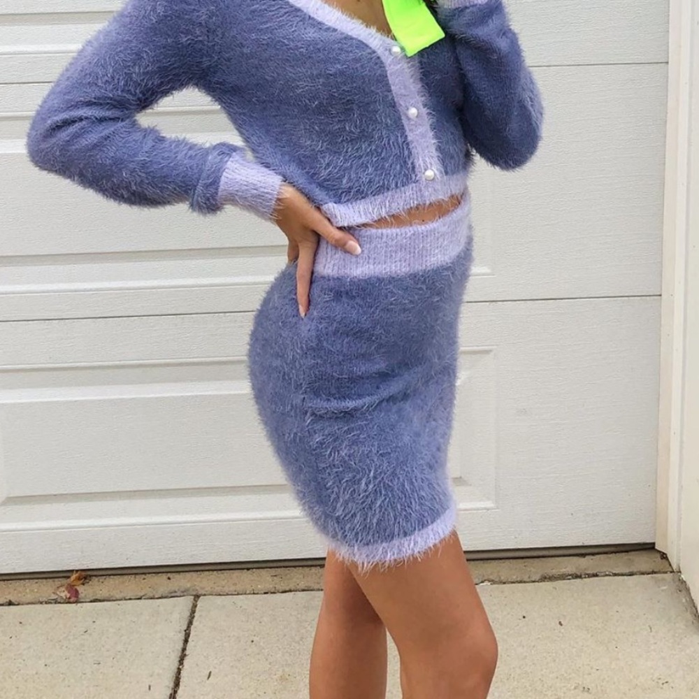 Fuzzy Purple Knit Skirt